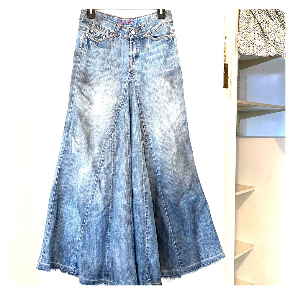 Long denim skirt